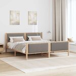 vidaXL Cadre de lit avec tête de lit Taupe 200 x 200 cm tissu