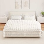 vidaXL Couverture en Fourrure de Lapin Synthétique Blanc 150 x 220 cm