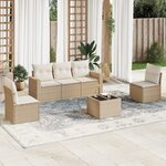 vidaXL Salon de jardin avec coussins 6 Pièces beige résine tressée