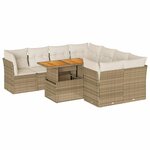 vidaXL Salon de jardin avec coussins 9 Pièces beige résine tressée