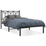 vidaXL Cadre de lit métal avec tête de lit noir 100x200 cm