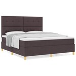 vidaXL Lit à ressorts avec matelas Marron foncé 180 x 200 cm tissu
