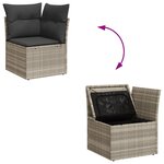 vidaXL Salon de jardin 4 Pièces avec coussins gris clair résine tressée
