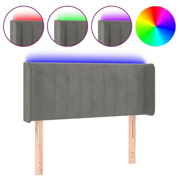 vidaXL Tête de lit à LED Gris clair 103x16x78/88 cm Velours