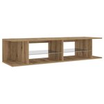 vidaXL Meuble TV avec lumières LED chêne artisanal bois d'ingénierie