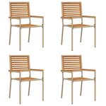 vidaXL Chaises de Jardin 4 Pièces Crème  Brun