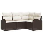 vidaXL Ensemble de canapé de jardin 4 Pièces Marron Poly rotin