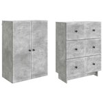 vidaXL Ensemble de Meubles 2 Pièces Gris béton 66 x 34 5 x 90 cm
