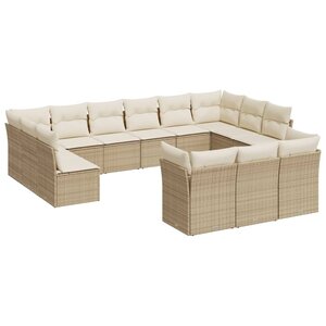vidaXL Salon de jardin avec coussins 13 Pièces beige résine tressée