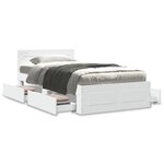 vidaXL Cadre de lit avec tête de lit sans matelas blanc 90x190 cm
