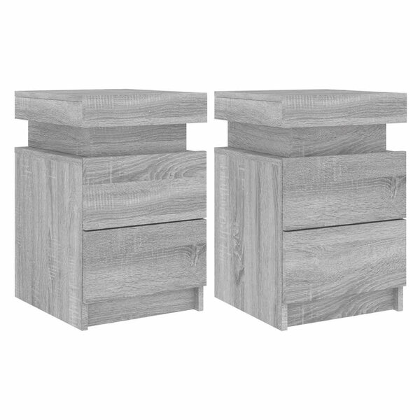 vidaXL Tables de chevet avec lumières LED 2 Pièces sonoma gris 35x39x55cm