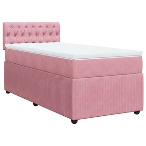 vidaXL Sommier à lattes de lit avec matelas Rose 90x200 cm Velours