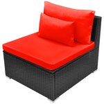 vidaXL Salon de jardin 13 Pièces avec coussins Résine tressée Rouge