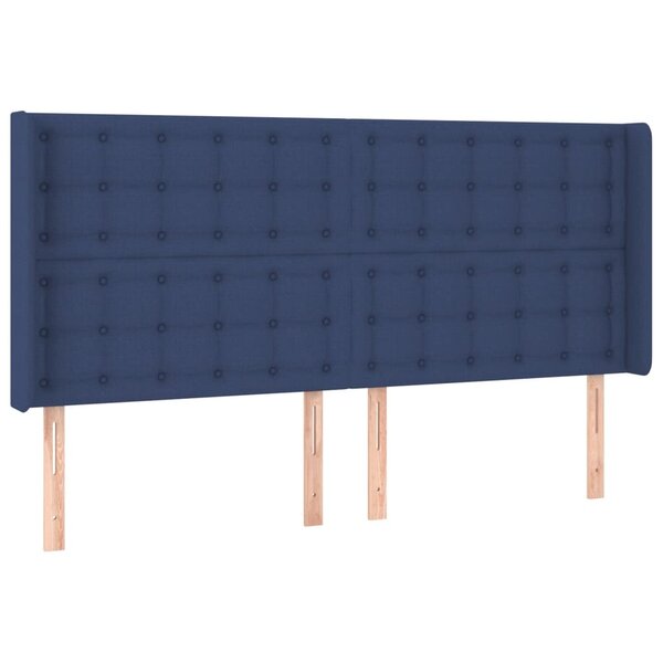 vidaXL Tête de lit avec oreilles Bleu 183x16x118/128 cm Tissu