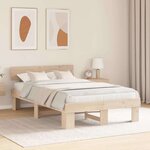 vidaXL Cadre de lit avec tête de lit Naturel 135 x 190 cm Pin massif