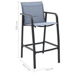 vidaXL Chaises de bar de jardin 2 Pièces Gris Txtilène