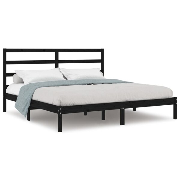 vidaXL Cadre de lit Noir Bois de pin massif 200x200 cm