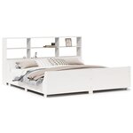 vidaXL Lit bibliothèque sans matelas blanc 200x200 cm bois massif