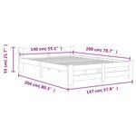 vidaXL Cadre de lit sans matelas marron miel pin massif 140x200 cm
