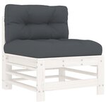 vidaXL Salon de jardin 6 Pièces avec coussins blanc bois massif