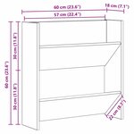 vidaXL Cabinets à chaussures muraux 2 Pièces Vieux bois 60 x 18 x 60 cm