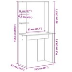 vidaXL Bureau Chêne noir 78.5 x 37 x 154.5 cm Bois d'ingénierie