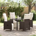 vidaXL Ensemble de salle à manger de jardin   5 pièces avec coussins en poly rotin marron