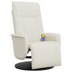 vidaXL Fauteuil inclinable de massage et repose-pieds crème similicuir