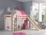 PINO Lit Compact avec Toboggan + Rideau de lit Princess + Tunnel de lit Princess