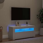 vidaXL Meuble TV avec lumières LED blanc 90x35x40 cm