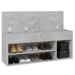 vidaXL Banc à chaussures Gris béton 105x30x45 cm Bois d'ingénierie