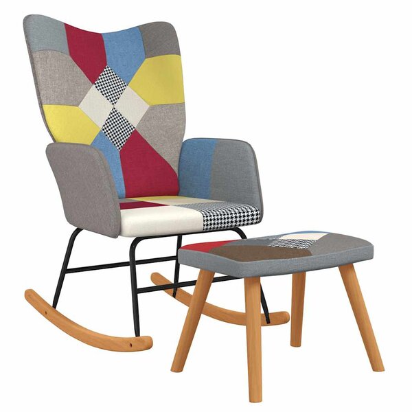 vidaXL Chaise à bascule avec tabouret Patchwork Tissu