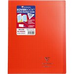 Cahier Protège-cahier Koverbook Piqué Polypro 24x32 cm 96p séyès Rouge Translucide CLAIREFONTAINE