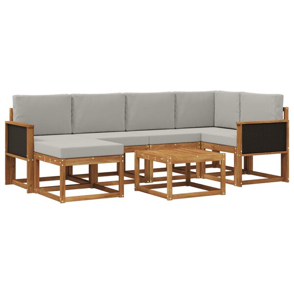 vidaXL Ensemble de canapés d'extérieur 7 Pièces Naturel et gris clair