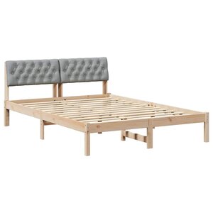 vidaXL Cadre de lit avec tête de lit Marron et gris clair 140 x 190 cm