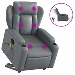 vidaXL Fauteuil inclinable de massage électrique gris similicuir