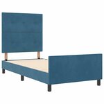 vidaXL Lit à ressorts avec tête de lit Bleu foncé 90 x 190 cm Velours