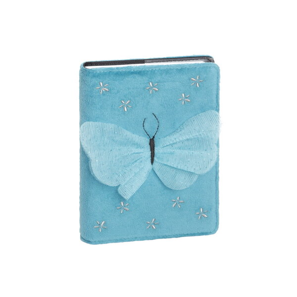 Agenda 2021-2022 - Multilingue - 17x12cm - Velours Papillon Tulle Pailleté Bleu