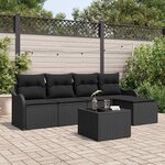 vidaXL Ensemble de canapé de jardin 6 Pièces Beige Poly rotin