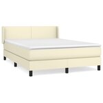 vidaXL Sommier à lattes de lit avec matelas Crème 140x190cm Similicuir