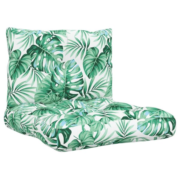 vidaXL Coussins de palette lot de 2 motif de feuilles tissu