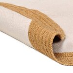 vidaXL Tapis tressé Blanc et naturel 120 cm Jute et coton Rond