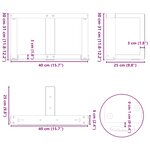 vidaXL Pieds de table basse en T  2 pièces  anthracite  40 x 25 x (30-31) cm  acier