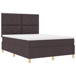 vidaXL Lit à ressorts avec matelas Marron foncé 140 x 200 cm tissu