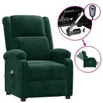 vidaXL Fauteuil électrique de massage Vert foncé velours