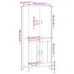vidaXL Buffet haut Sonoma gris 69 5x34x180 cm Bois d'ingénierie