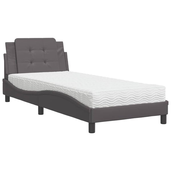 vidaXL Cadre de lit sans matelas Zadar gris 90x190 cm similicuir