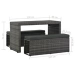 vidaXL Ensemble à manger d'extérieur 3Pièces coussins résine tressée gris