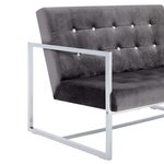vidaXL Canapé 2 places avec accoudoirs Gris foncé Chrome et velours