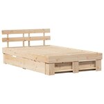 vidaXL Cadre de lit avec tête de lit Marron 120 x 190 cm Pin massif